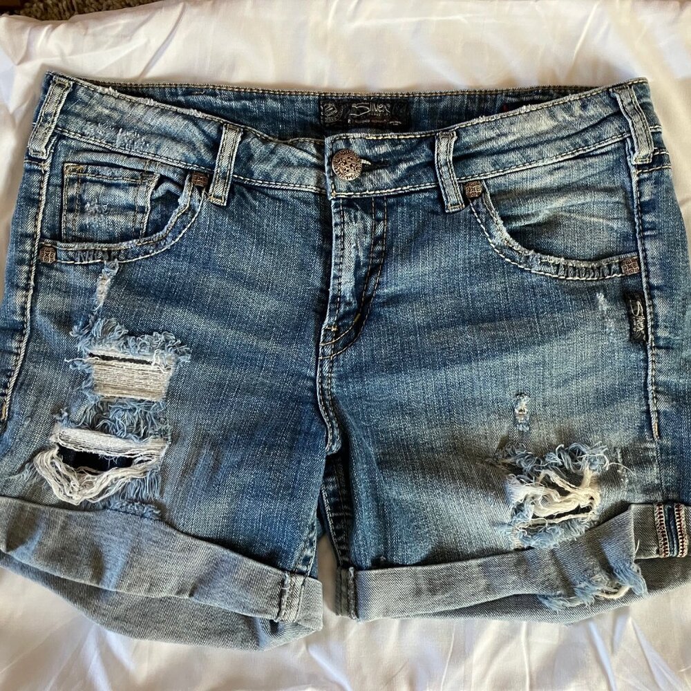Silver brand jean shorts, boyfriend mid short